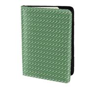 Unkhtt Bonita funda tipo cartera para pasaporte de 5.5 pulgadas con estampado de hojas de palma verde para hombres y mujeres, compacta y segura, Black, Talla única