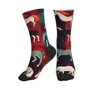 UNKHTT Calcetines deportivos de tubo medio con estampado de caballos para hombres y mujeres, atléticos, a la moda, informales, correr, gimnasio, entrenamiento, 2 Negro-2, Altoa única