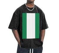 Unkhtt Camiseta vintage de gran tamaño con estampado de bandera de Nigeria, fresca, cómoda, divertida, clásica, movimiento Freedom, Negro, XL
