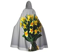 Unkhtt Capa con capucha con estampado de ramo de narcisos para hombres, mujeres, adolescentes y niños, para carnaval, fiestas de disfraces, Halloween, cosplay