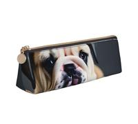 Unkhtt Cute Bulldog Puppy 1 - Estuche triangular de gran capacidad para bolígrafos, estudiantes y colegios, White, Talla única