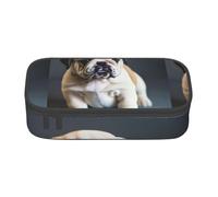 Unkhtt Cute Bulldog Puppy - Estuche para lápices de 21 x 5 x 9,4 cm, para escuela, oficina, viaje, Black, Talla única
