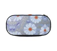 Unkhtt Daisy Blue. Estuche para lápices de gran capacidad para estudiantes, doble cremallera, para guardar maquillaje, Black, Talla única, Organizador de bolsas