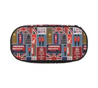 Unkhtt England Symbols Print - Estuche para lápices de gran capacidad para estudiantes, doble cremallera, escuela, papelería, almacenamiento de maquillaje, Black, Talla única, Organizador de bolsas