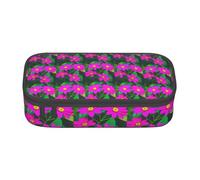 Unkhtt Estuche con estampado de hojas de flores, color morado y rojo, 1 estuche para estudiantes, 21 x 5 x 9,4 cm, para escuela, oficina, viaje, Black, Talla única