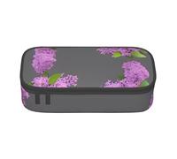 Unkhtt Estuche para lápices con diseño de flores lilas en flor para estudiantes, 8.3 x 2 x 3.7 pulgadas, estuche para lápices, escuela, oficina, viaje, Black, Talla única
