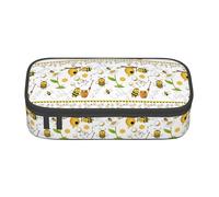 Unkhtt Estuche para lápices con estampado de abeja voladora para estudiantes, 8.3 x 2 x 3.7 pulgadas, estuche para lápices, escuela, oficina, viaje, Black, Talla única