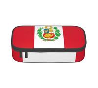 Unkhtt Estuche para lápices con estampado de bandera de Perú para estudiantes, 21 x 5 x 9,4 cm, para escuela, oficina, viaje, Black, Talla única