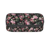 Unkhtt Estuche para lápices con estampado de hojas de cártamo de 21 x 5 x 9,4 cm, para escuela, oficina, viaje, Black, Talla única