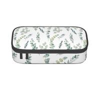 Unkhtt Estuche para lápices con estampado de hojas de eucalipto de 21 x 5 x 9,4 cm, para escuela, oficina, viaje, Black, Talla única