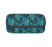 Unkhtt Estuche para lápices con estampado de hojas de palma tropicales de 8.3 x 2 x 3.7 pulgadas, estuche para lápices, escuela, oficina, viaje, Black, Talla única