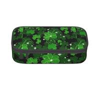 Unkhtt Estuche para lápices con estampado de hojas del día de San Patricio, 8.3 x 2 x 3.7 pulgadas, estuche para lápices, escuela, oficina, viaje, Black, Talla única