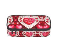 Unkhtt Estuche para lápices con texto en inglés "Happy Valentine's Day" para estudiantes, 21 x 5 x 9,4 cm, para escuela, oficina, viaje, Black, Talla única