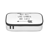 Unkhtt Estuche para lápices con texto en inglés "Not All Who Wander are Lost", 21 x 5 x 9,4 cm, para escuela, oficina, viaje, Black, Talla única