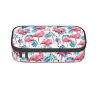 Unkhtt Estuche para lápices de estudiantes con estampado de hojas y plantas verdes de flamenco, 21 x 5 x 9,4 cm, para escuela, oficina, viaje, Black, Talla única