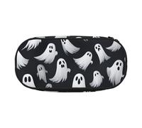 Unkhtt Estuche para lápices de gran capacidad con diseño de fantasmas blancos de Halloween, con doble cremallera, para estudiantes, papelería, maquillaje, etc, Black, Talla única, Organizador de