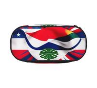 Unkhtt Estuche para lápices de gran capacidad con estampado de bandera de Costa Rica para estudiantes, doble cremallera, para guardar maquillaje, Black, Talla única, Organizador de bolsas
