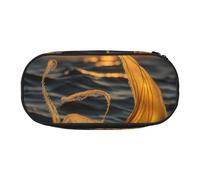 Unkhtt Estuche para lápices de gran capacidad con estampado de cola de sirena para estudiantes, doble cremallera, para guardar artículos de papelería y maquillaje, Black, Talla única, Organizador de