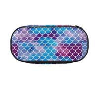 Unkhtt Estuche para lápices de gran capacidad con estampado de escamas de pez sirena, con doble cremallera, para guardar artículos de papelería y maquillaje, Black, Talla única, Organizador de bolsas