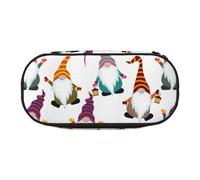 Unkhtt Estuche para lápices de gran capacidad con estampado de gnomos divertidos de Navidad, con doble cremallera, para guardar maquillaje, Black, Talla única, Organizador de bolsas