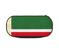 Unkhtt Estuche para lápices de gran capacidad con estampado de la bandera de la República de Chechenia, con doble cremallera, para guardar artículos de papelería y maquillaje, Black, Talla única
