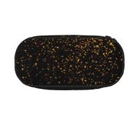 Unkhtt Estuche para lápices de gran capacidad con impresión de papel pintado negro y dorado, con doble cremallera, para estudiantes, artículos de papelería escolar, almacenamiento de maquillaje, Black