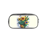 Unkhtt Estuche transparente con estampado de abeja de girasol para niños, estudiantes, niños y niñas, organizador de papelería transparente