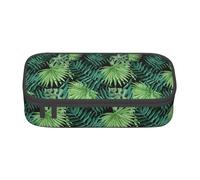 Unkhtt Estuche transparente con estampado de hojas de palma para estudiantes, 21 x 5 x 9,4 cm, estuche para lápices, escuela, oficina, viaje, Black, Talla única