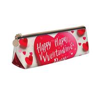 Unkhtt Estuche triangular de gran capacidad con estampado de feliz día de San Valentín para bolígrafos, estudiantes y colegios, White, Talla única