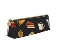 Unkhtt Estuche triangular de gran capacidad con estampado de hamburguesas y patas de pollo para bolígrafos, estudiantes y colegios universitarios, White, Talla única