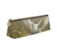 Unkhtt Estuche triangular de gran capacidad con estampado de hierba y paloma para bolígrafos, estudiantes y colegios, White, Talla única