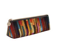 Unkhtt Estuche triangular de gran capacidad con estampado de madera pintada de colores para bolígrafos, estudiantes y colegios, White, Talla única