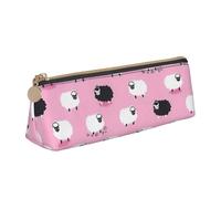 Unkhtt Estuche triangular de gran capacidad con estampado de ovejas blancas sobre fondo rosa para bolígrafos, estudiantes y colegios universitarios, White, Talla única