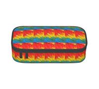 Unkhtt Fantástico estuche para lápices con estampado de plumas de loro, 21 x 5 x 9,4 cm, para escuela, oficina, viaje, Black, Talla única