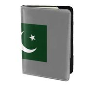 Unkhtt Funda tipo cartera para pasaporte de 5.5 pulgadas con estampado de bandera de Pakistán para hombres y mujeres, compacta y segura, Black, Talla única