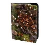 Unkhtt Funda tipo cartera para pasaporte de 5.5 pulgadas con estampado de hongos salvajes para hombres y mujeres, compacta y segura, Black, Talla única