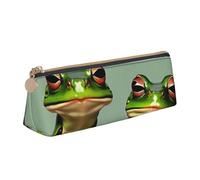 Unkhtt Funny Green Frogs 1 - Estuche triangular de gran capacidad para bolígrafos, estudiantes y colegios, White, Talla única