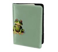 Unkhtt Funny Green Frogs 1 Print - Funda tipo cartera de viaje para pasaporte de 5.5 pulgadas, para hombres y mujeres, compacta y segura, Black, Talla única
