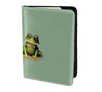 Unkhtt Funny Green Frogs 1 Print - Funda tipo cartera de viaje para pasaporte de 5.5 pulgadas, para hombres y mujeres, compacta y segura, Black, Talla única