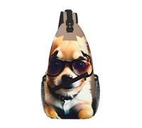 Unkhtt Gafas de perro chihuahua 1 bolsa cruzada estampada para hombres y mujeres para viajes diarios, senderismo, correr al aire libre
