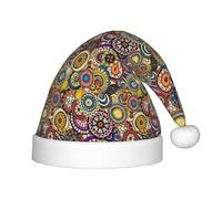 Unkhtt Gorro de Navidad con estampado floral de círculos étnicos para niños, invierno, fiesta de Navidad, Año Nuevo, celebraciones de vacaciones