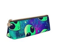 Unkhtt Green Aliens Print - Estuche triangular de gran capacidad para bolígrafos, estudiantes y colegios, White, Talla única