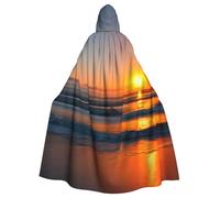Unkhtt Hermosa capa con capucha con estampado de amanecer y océano para adultos, carnaval, cosplay, fiesta de máscaras, cómoda