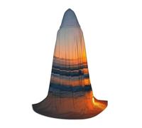 Unkhtt Hermosa capa con capucha unisex con estampado de amanecer y océano para cosplay, festival, carnaval, batas de mago