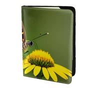 Unkhtt Hermosa funda tipo cartera de viaje con diseño de mariposa brillante de 5.5 pulgadas, para hombres y mujeres, compacta y segura, Black, Talla única