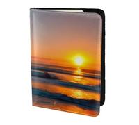 Unkhtt Hermosa funda tipo cartera de viaje con estampado de amanecer y océano de 5.5 pulgadas, para hombres y mujeres, compacta y segura, Black, Talla única