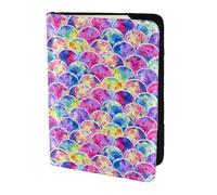 Unkhtt Hermosa funda tipo cartera de viaje con estampado de sirena de colores arcoíris de 5.5 pulgadas, para hombres y mujeres, compacta y segura, Black, Talla única