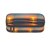 Unkhtt Hermoso estuche para lápices con estampado de amanecer y océano para estudiantes, 8.3 x 2 x 3.7 pulgadas, estuche para lápices, escuela, oficina, viaje, Black, Talla única