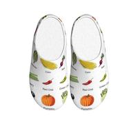Unkhtt Introducción de varias verduras con estampado de pantuflas para adultos, de franela suave, antibolitas, suela antideslizante, para casa, viajes en casa