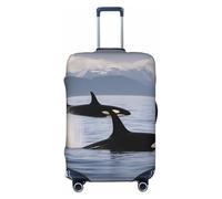 Unkhtt Killer Whales Swim Along - Funda elástica para maleta, protector de equipaje para maletas rígidas y blandas, Black, XL, Equipaje de mano